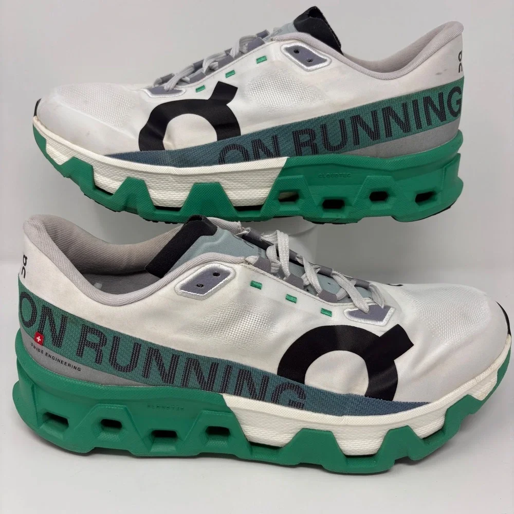 On Cloudmonster Hyper Men's Size 13 White Green Running Shoes (3ME10131560)